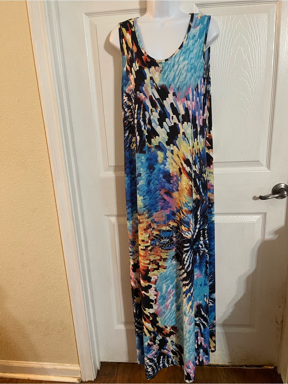 Jennie & Marlis Multicolor Printed Sleeveless Dress - Blue Accent